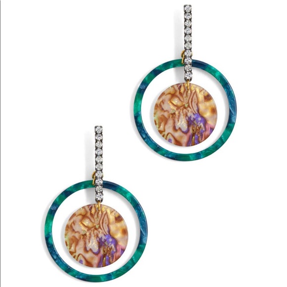 Elegant Blue and Gold Hoop Earrings - Picture 4 of 6